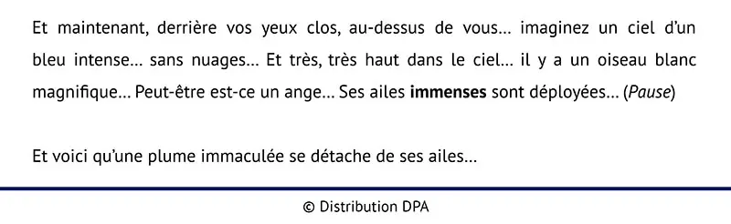 Extrait du texte hypnotique La plume céleste