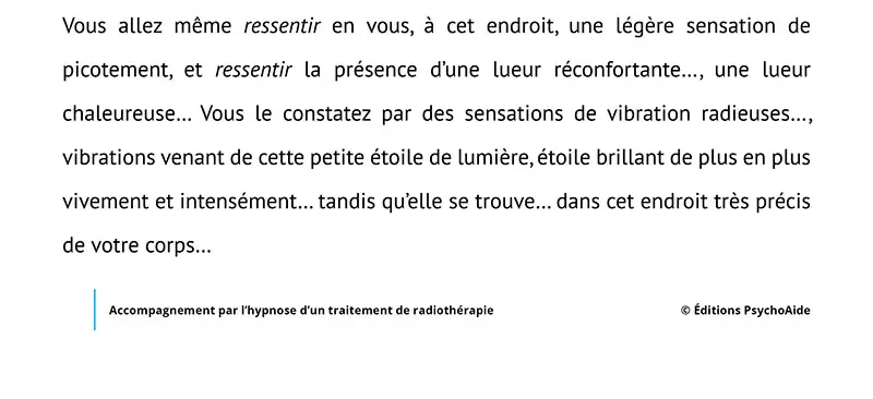 Script hypnotique - Accompagnement par l’hypnose d’un traitement de radiothérapie (visualisation thérapeutique)