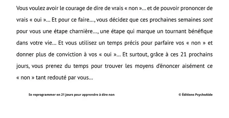 Extrait du script hypnotique – Se reprogrammer en 21 jours pour apprendre à dire non