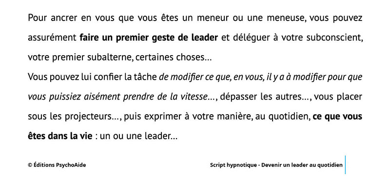 Script hypnotique - Devenir un leader au quotidien