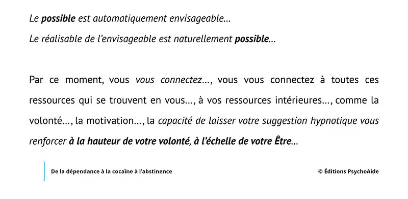 Extrait du script hypnotique - De la dépendance à la cocaïne à l’abstinence