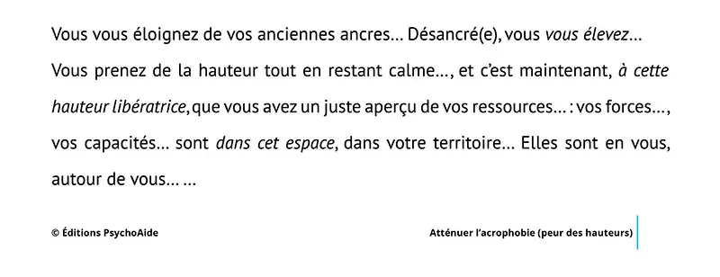 Extrait du script hypnotique - Atténuer l’acrophobie (peur des hauteurs)