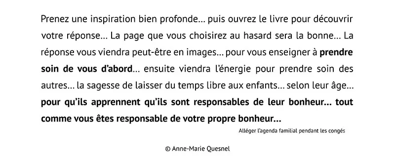 Extrait du texte hypnotique - Alléger l’agenda familial pendant les congés