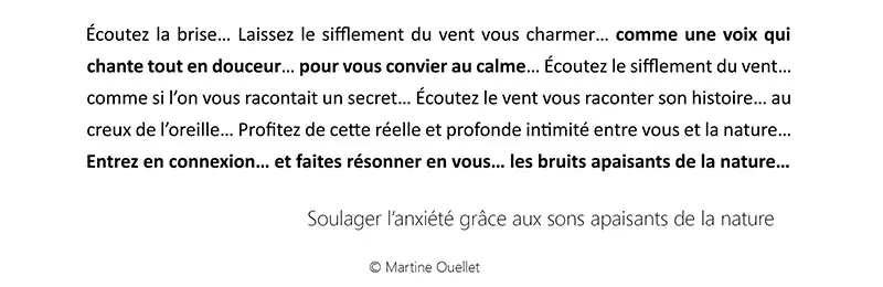 Extrait du texte de visualisation hypnotique - Soulager l’anxiété grâce aux sons apaisants de la nature