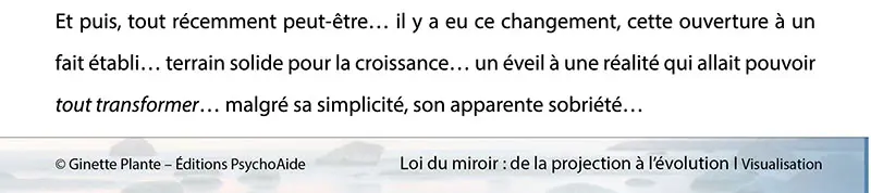 Extrait du script de visualisation hypnotique - Loi du miroir : de la projection à l’évolution
