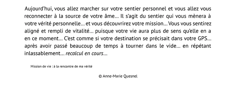 Visualisation hypnotique Mission de vie : ma vérité